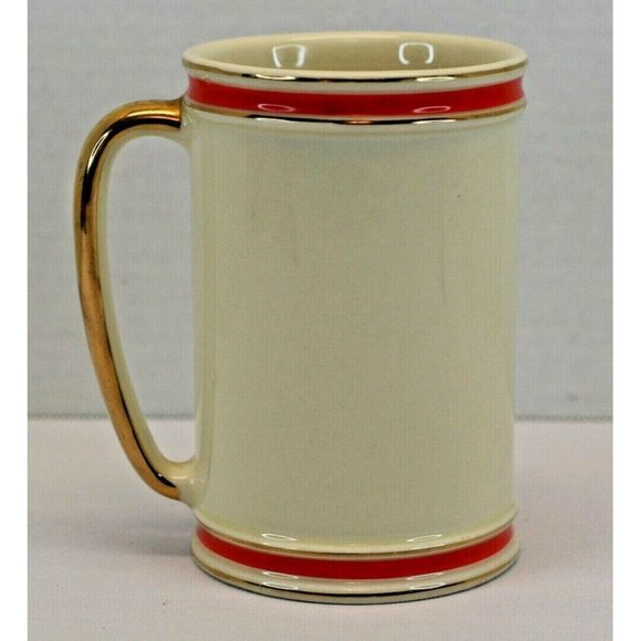 Vintage Hyalyn 620 Ceramic Stein Mug Coupe 3/4 No. 366 Auto Gold Tone Handle Rim - Picture 4 of 12